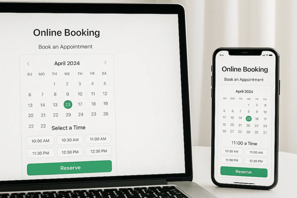 Sistema de reservas online para clínica estética con calendario y horarios — SenshiCode