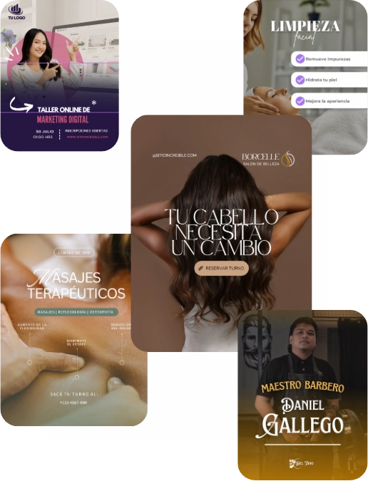 Ejemplos de sistemas de reservas online creados por SenshiCode para negocios locales como academias, centros de belleza, barberías, talleres digitales, etc...
