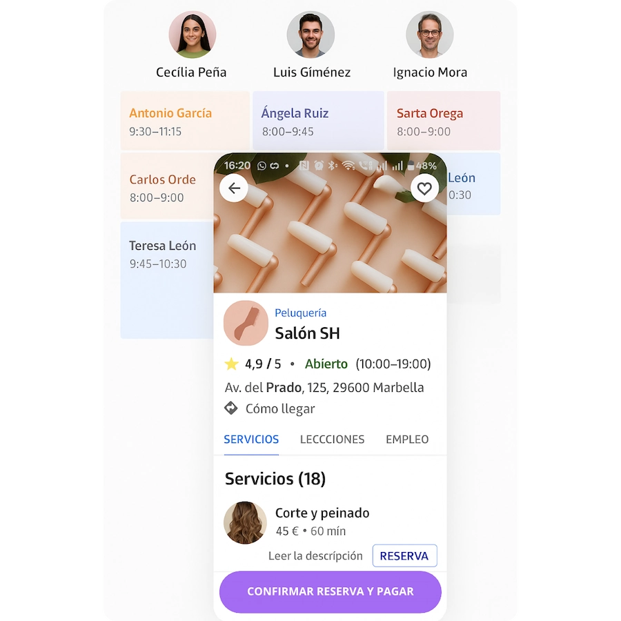 sistema reservas online desde movil