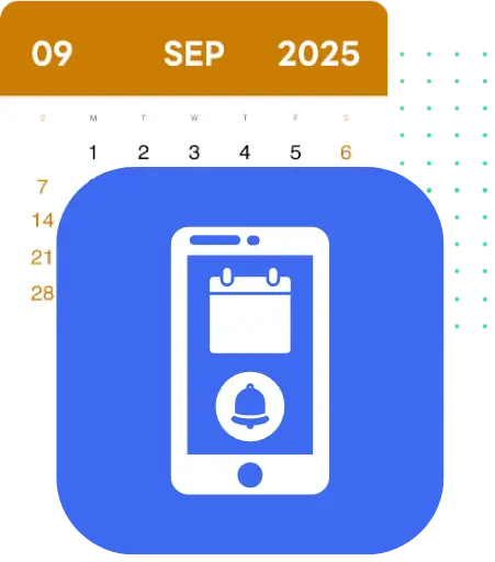 Ilustración con calendario y teléfono móvil que simboliza un sistema de reservas online automatizado con recordatorios y confirmaciones digitales para negocios locales.