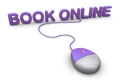 Ilustración 3D con un ratón de ordenador conectado a la frase Book Online, representando los servicios de sistema de reservas online ofrecidos por SenshiCode.