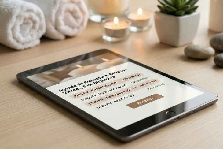 Tablet con sistema de reservas online para centros de estética y bienestar en Rubí
