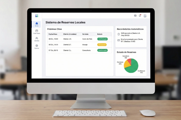 Dashboard de sistema de reservas online con citas y recordatorios automáticos en Rubí